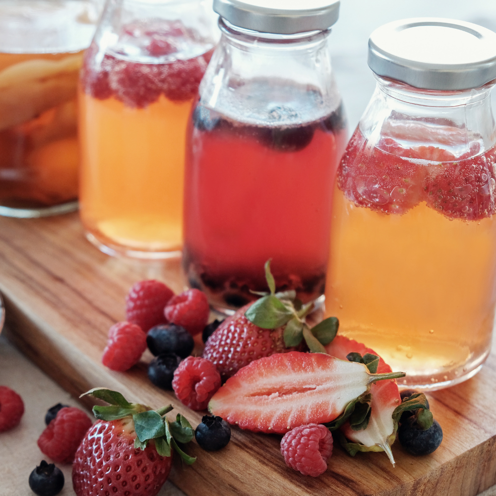 different flavors of kombucha